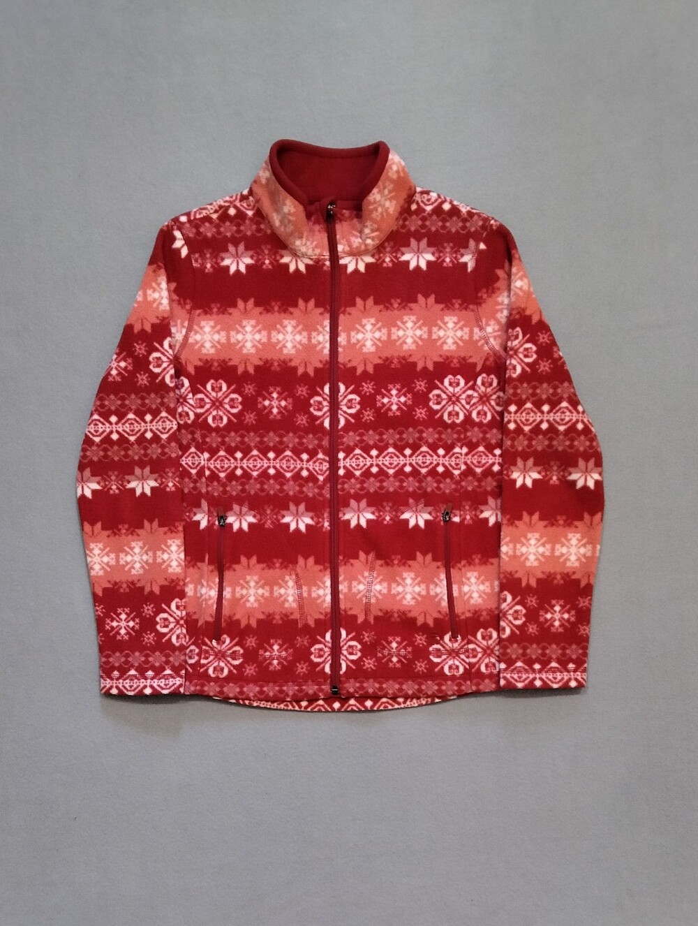 Talbots Snowflake Full Zip-up Fleece Jacket Sweater Womens Size Petite Pre-loved